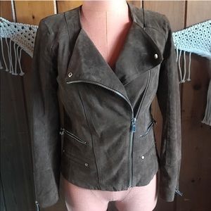 Genuine Suede Leather Jacket Gold Detailing